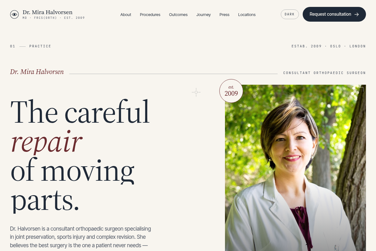 Halvorsen Orthopaedic concept site preview