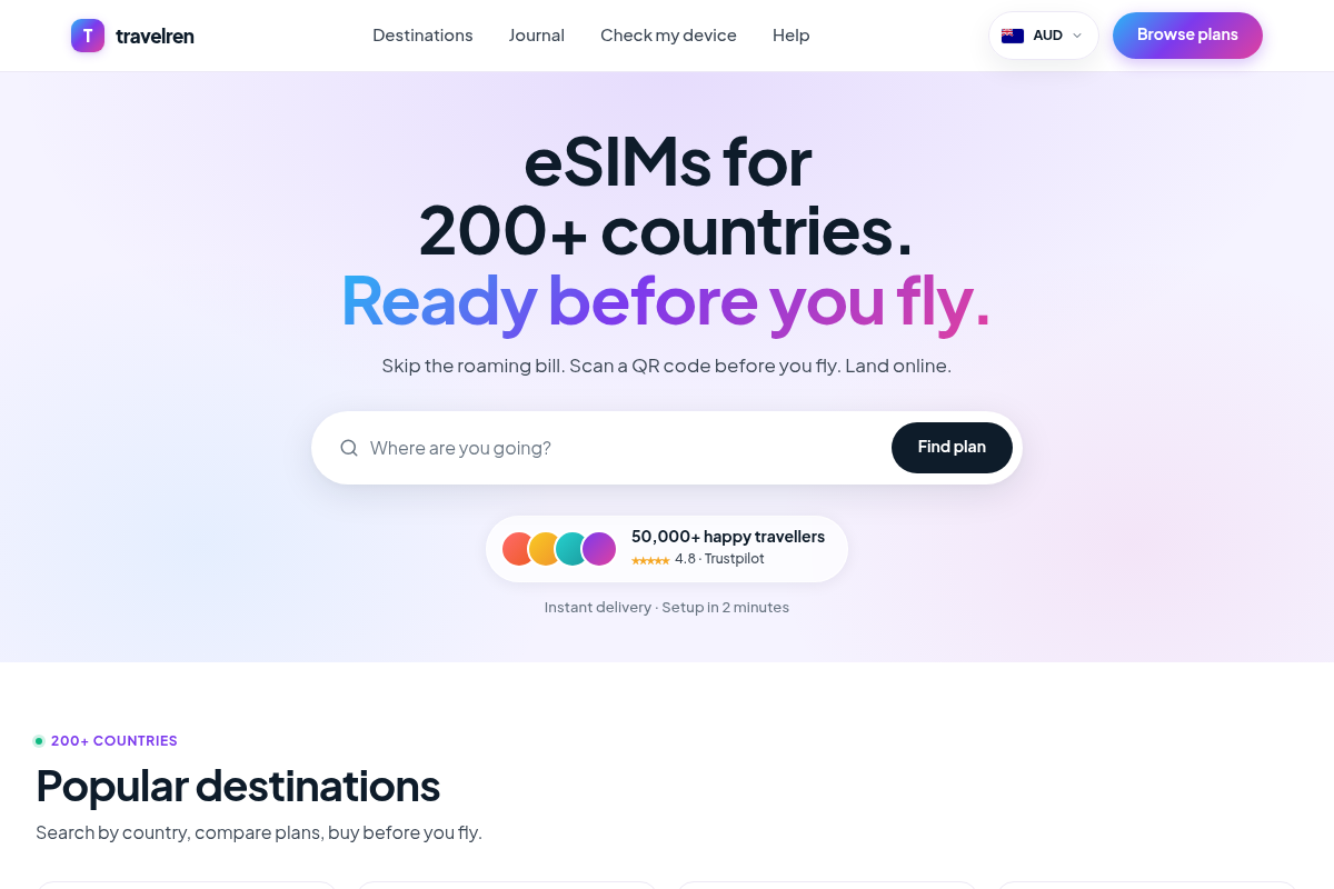 Travelren website preview